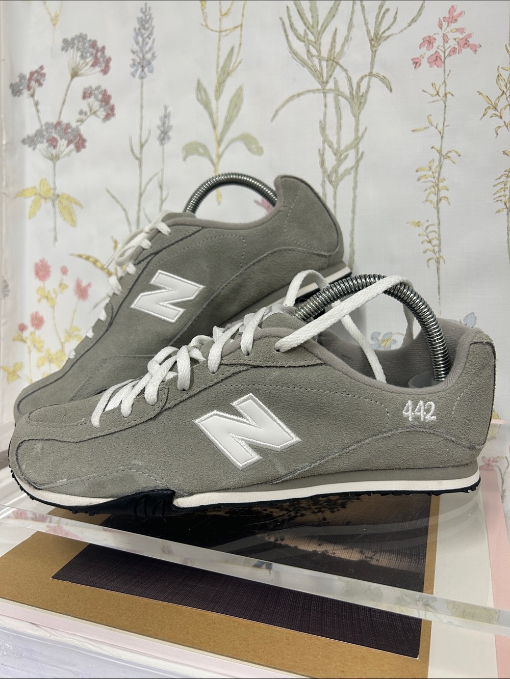New Balance Men’s Gray Suede 442 Low-Profile Sneakers